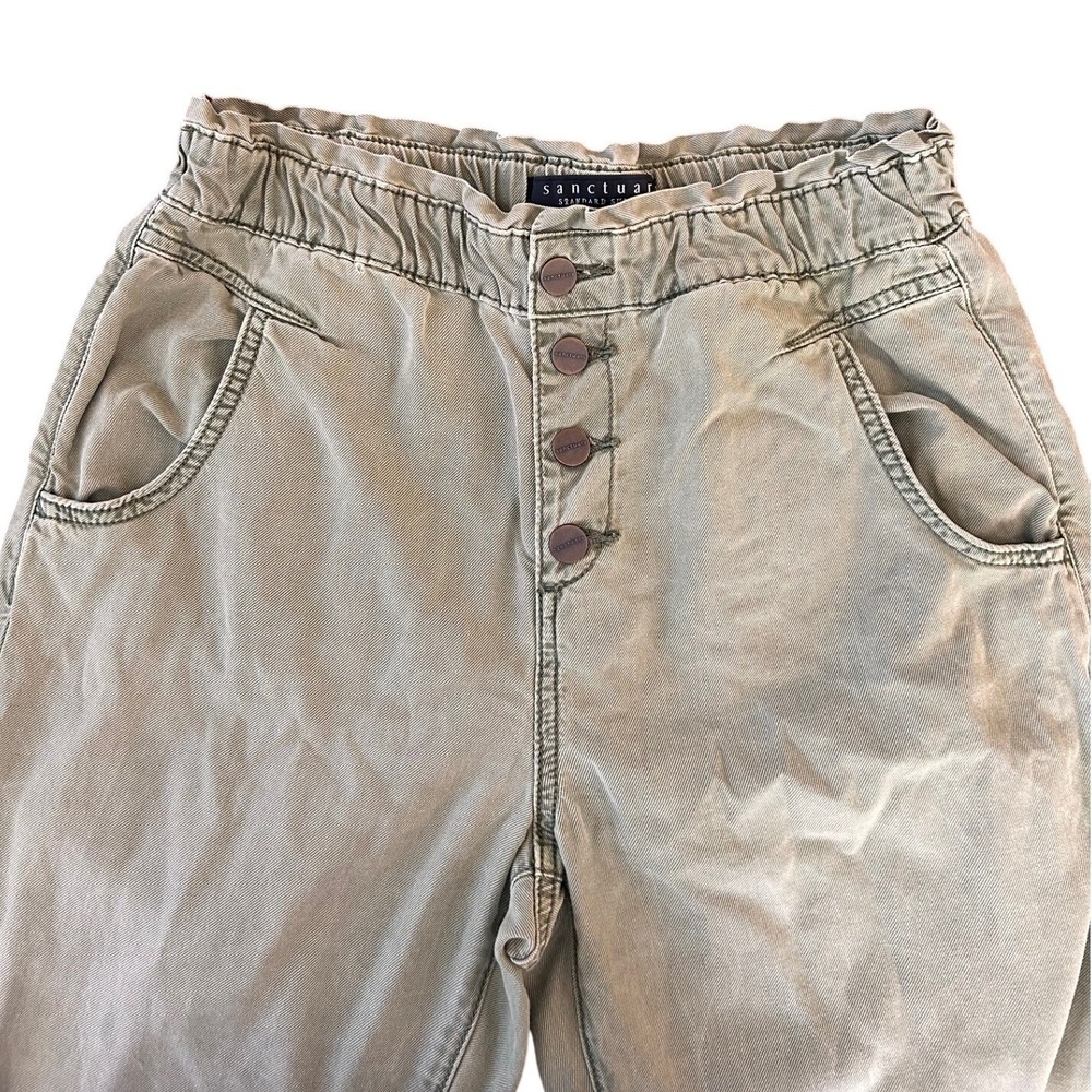 Sanctuary Standard Surplus Olive Green Paperbag Waist Button Fly Pants Size 28 - Picture 6 of 9